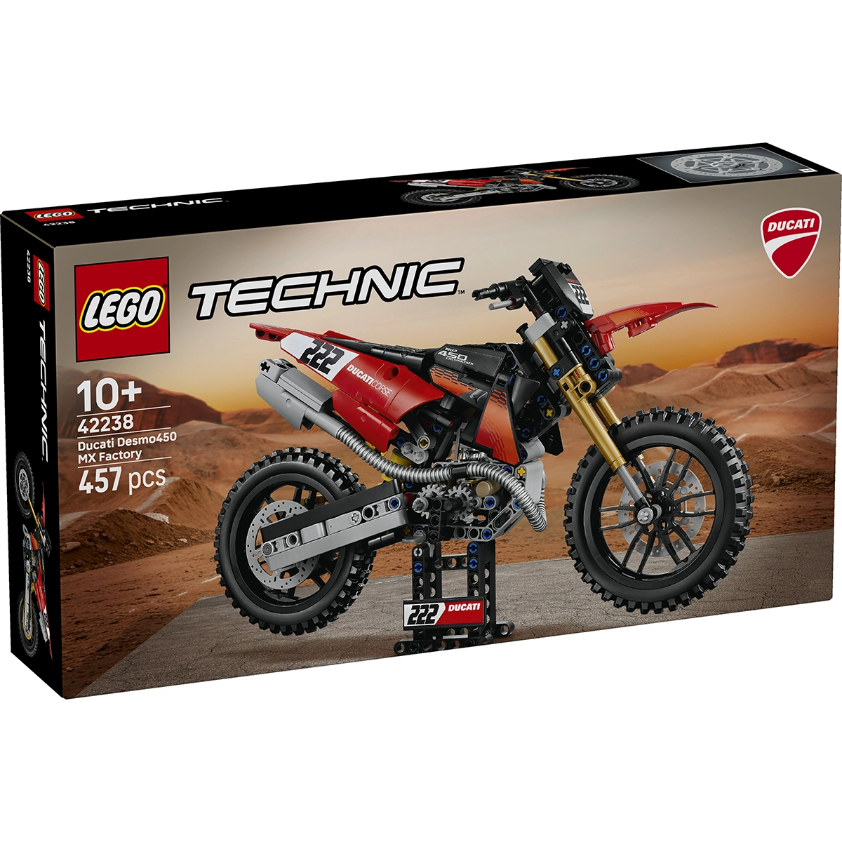 LEGO Technic 42238 Ducati Desmo450 MX Factory Motorcycle 10+