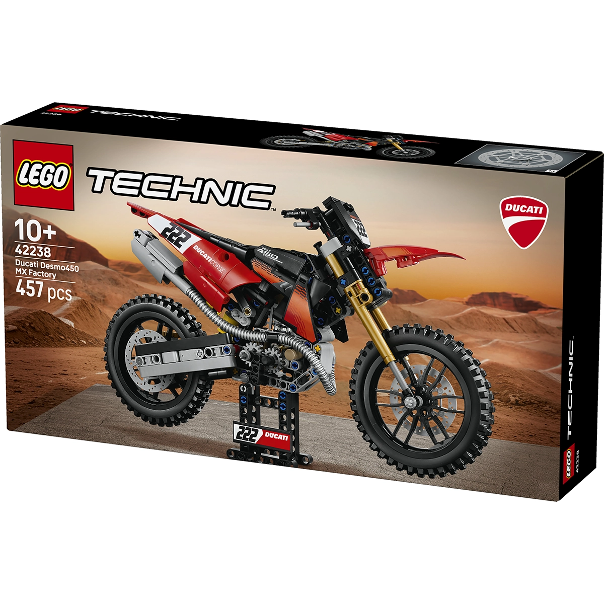 LEGO Technic 42238 Ducati Desmo450 MX Factory Motorcycle 10+
