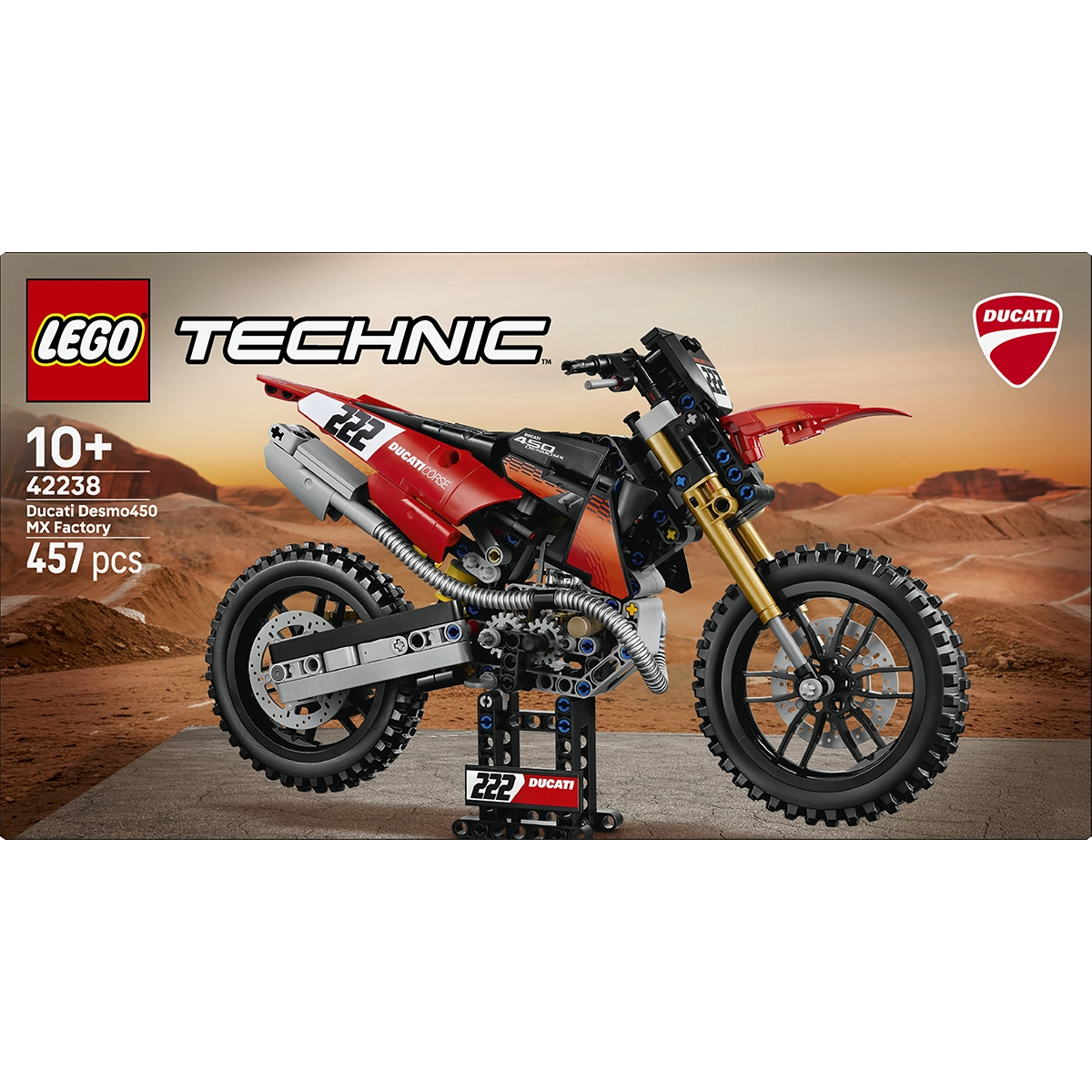 LEGO Technic 42238 Ducati Desmo450 MX Factory Motorcycle 10+