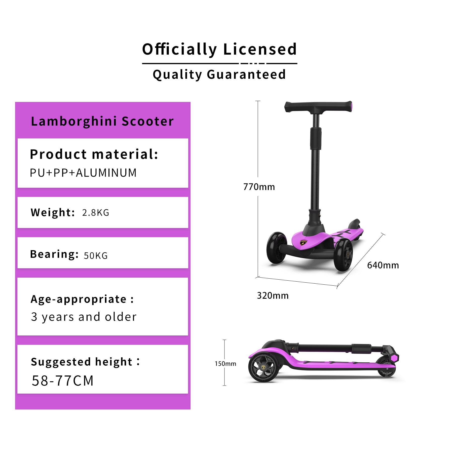 Lamborghini Scooter-Purple - Kiddy Zone