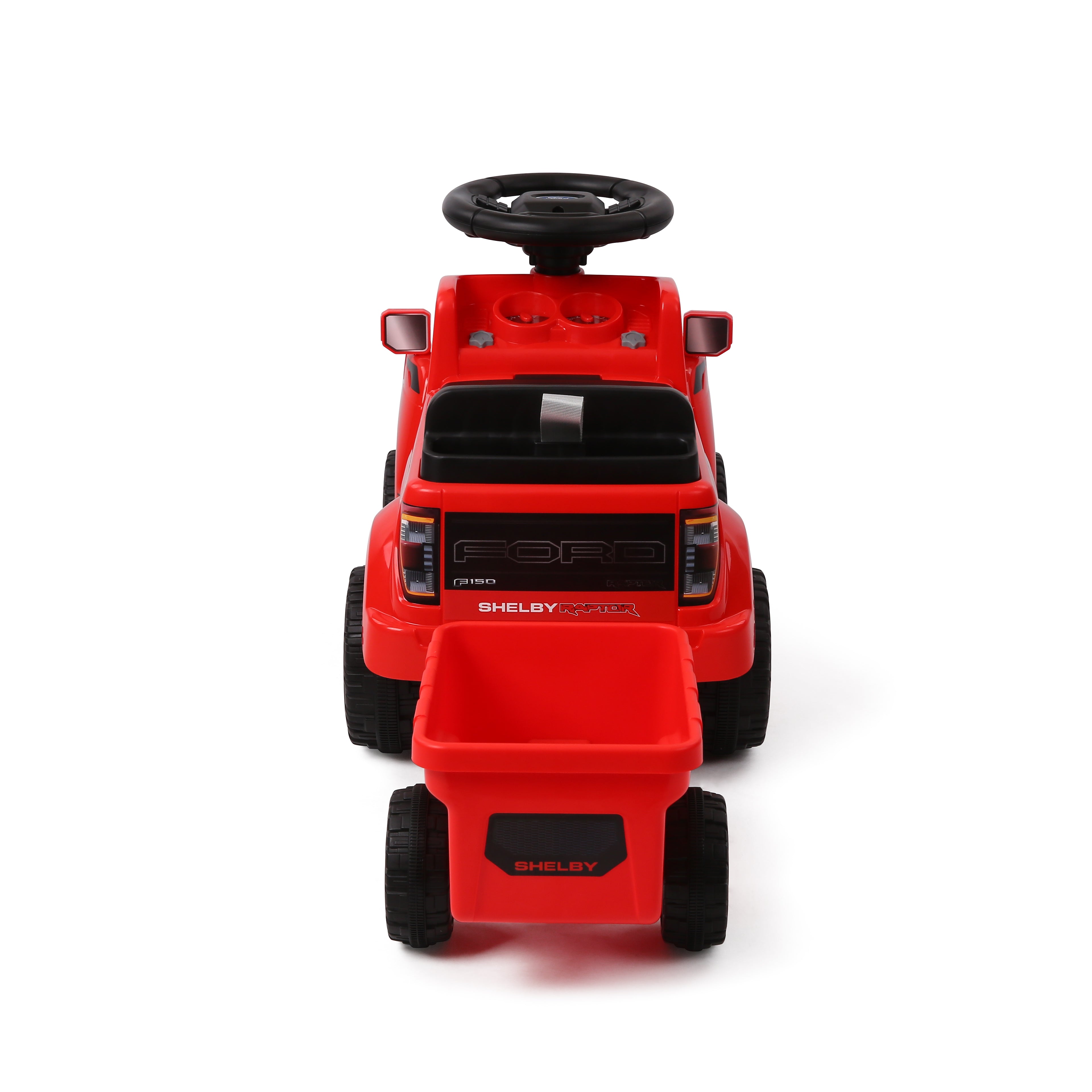 Shelby Ford F-150 Raptor Kids Foot-to-Floor Ride-On Truck with Trailer Red
