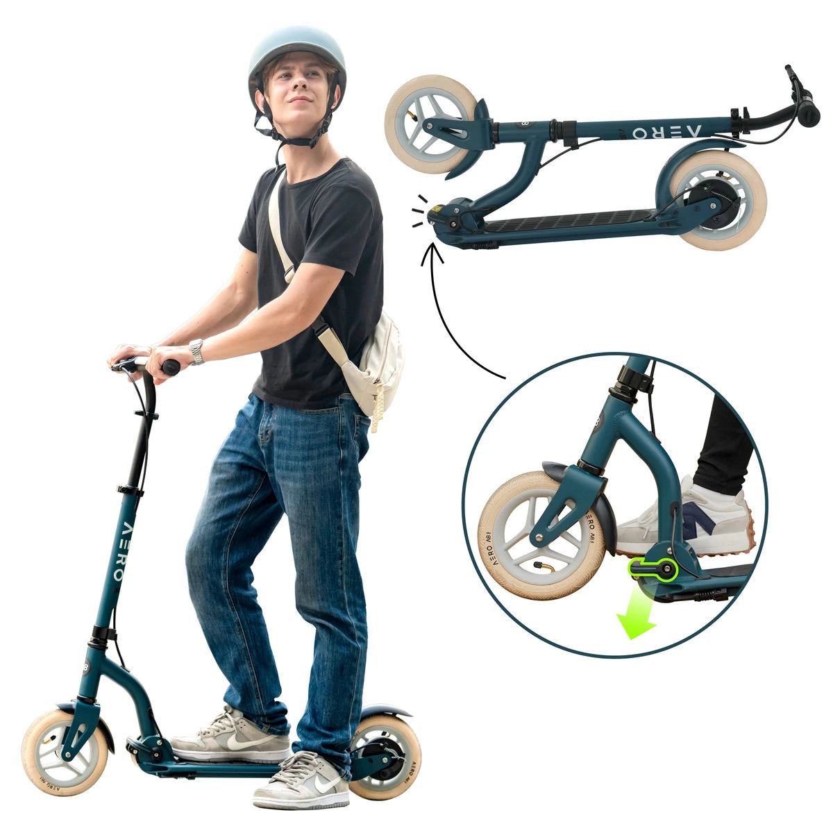 Aero Air Scooter with Pneumatic tires A8-Emerald