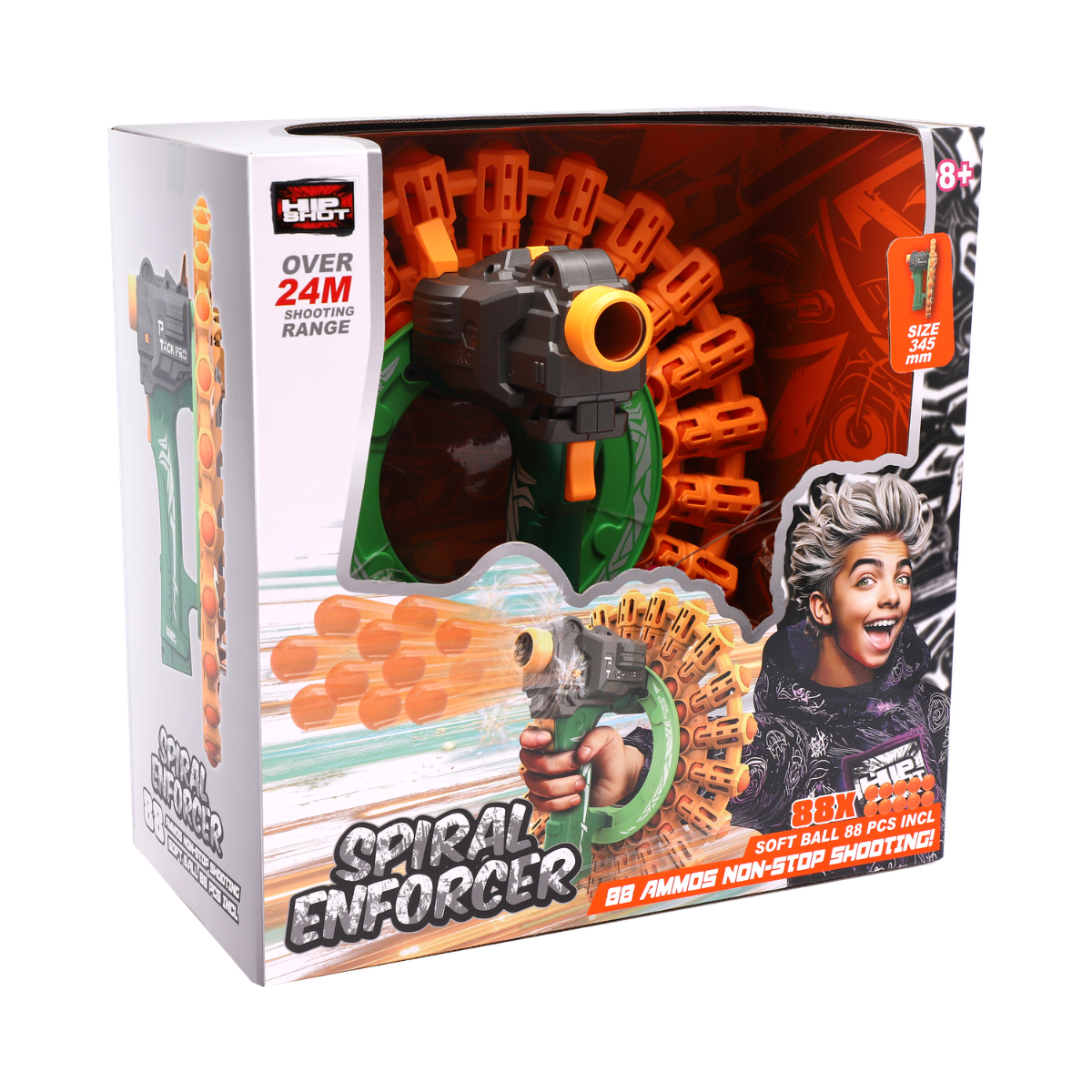 Hip Shot B/O Spiral Enforcer (w/ 88pcs Soft Balls) - Kiddy Zone