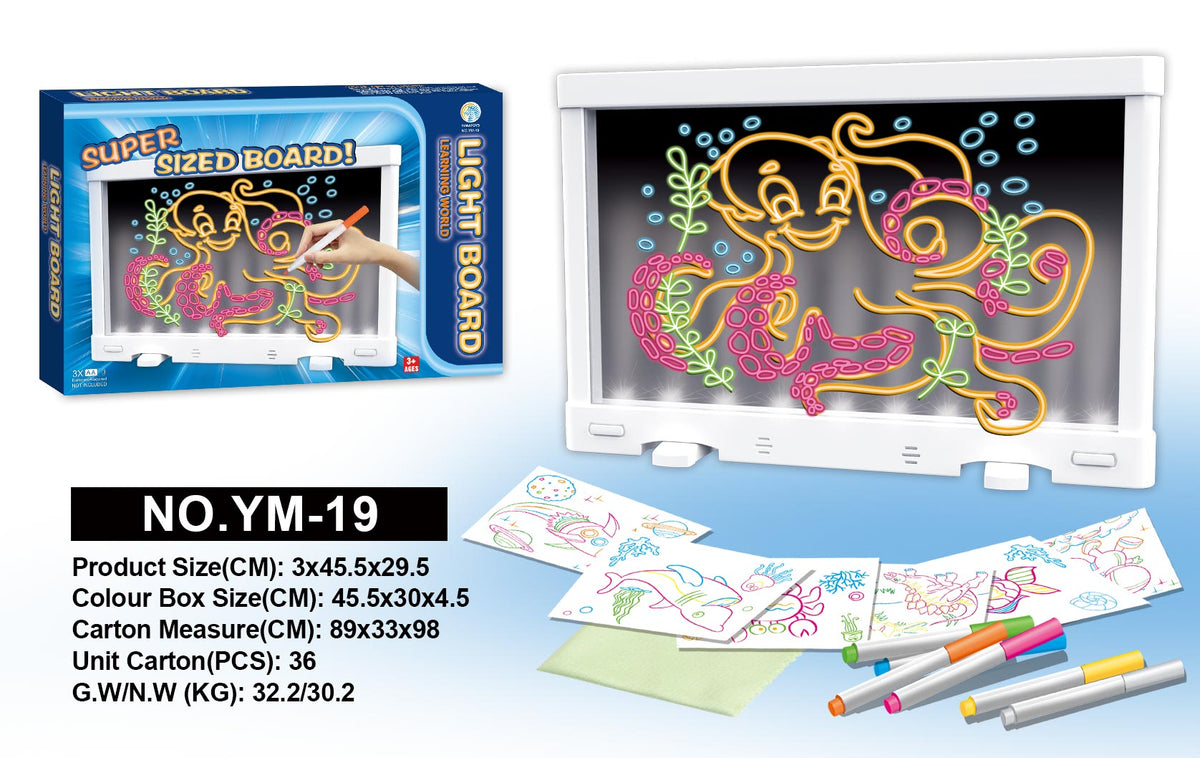 GLOW DRAWING LIGHT BOARD 36PCS 3YRS+
