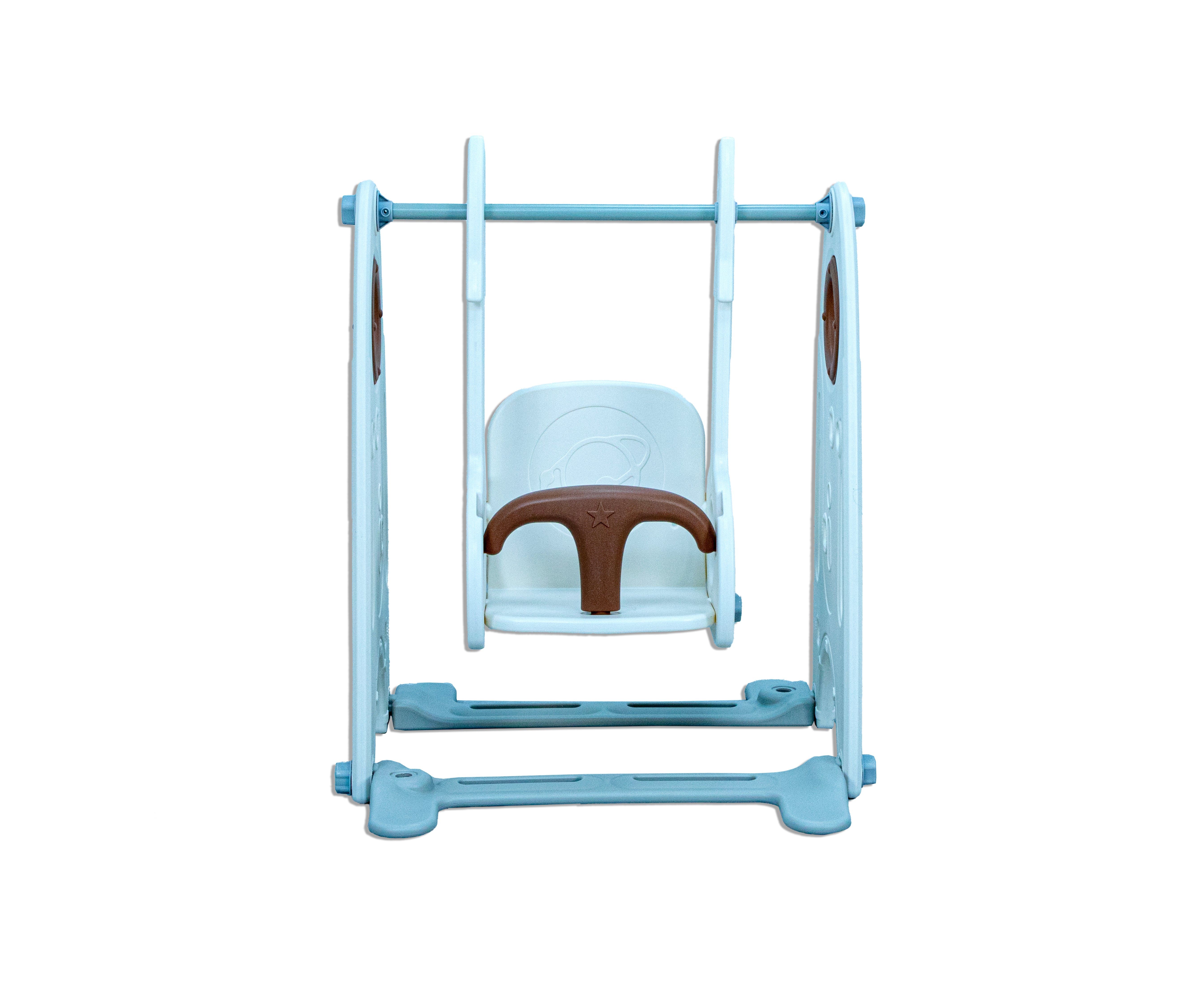 Little Toddler Playground With Slide - Height Adjust Swing, Basketball Hoop, Coffee - White