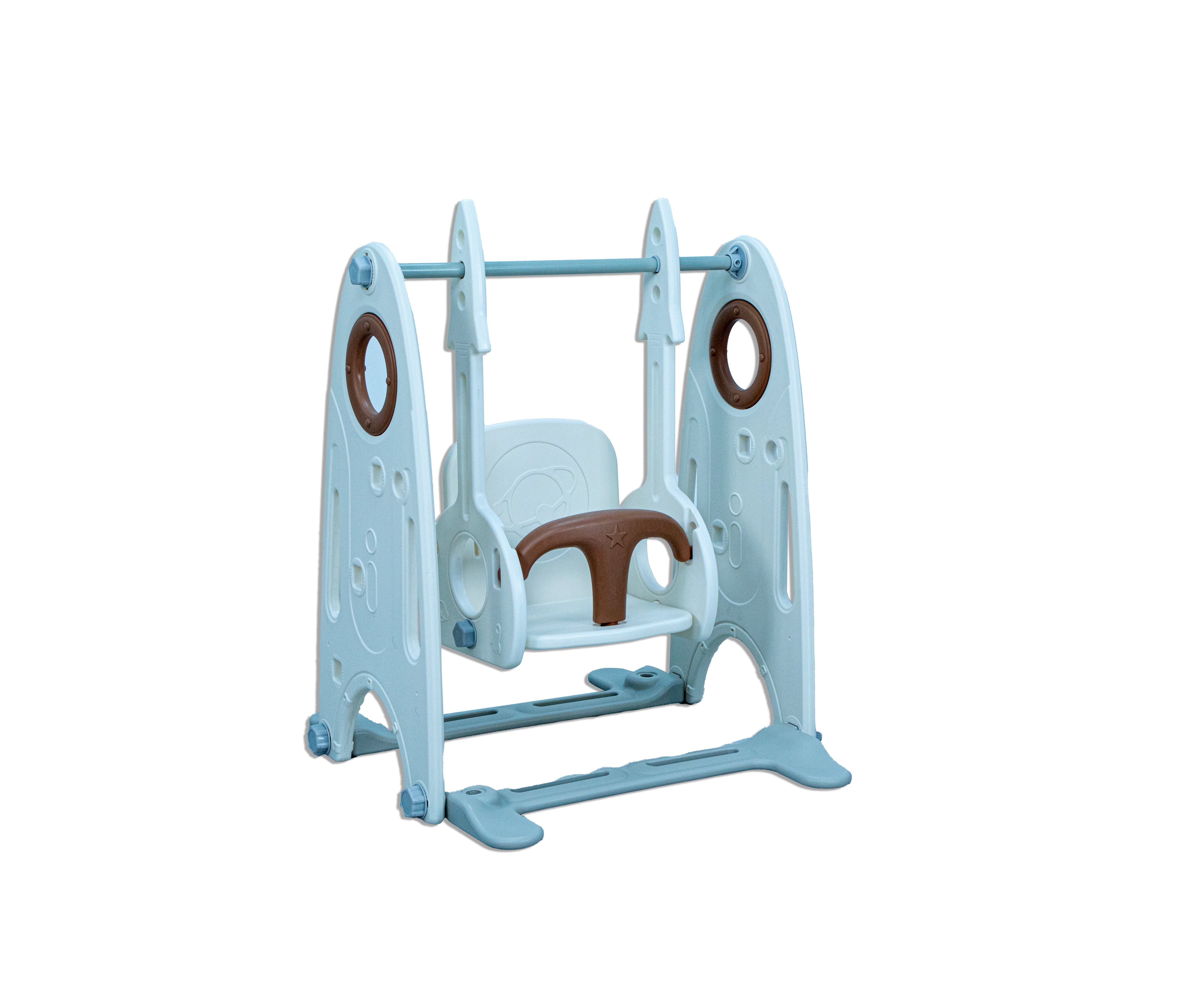 Little Toddler Playground With Slide - Height Adjust Swing, Basketball Hoop, Coffee - White