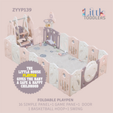 Foldable Playpen 16 Simple Panel, 1 Game Panel, 1 Door, 1 Basketball Hoop, 1 Swing