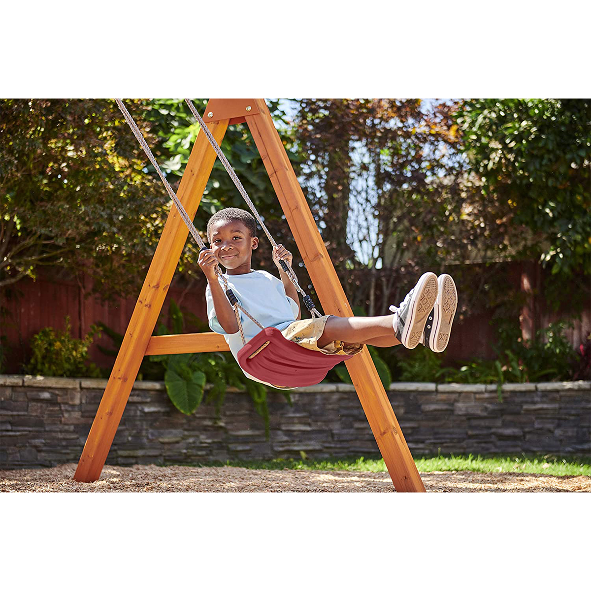 Little tikes best sale wooden swing set